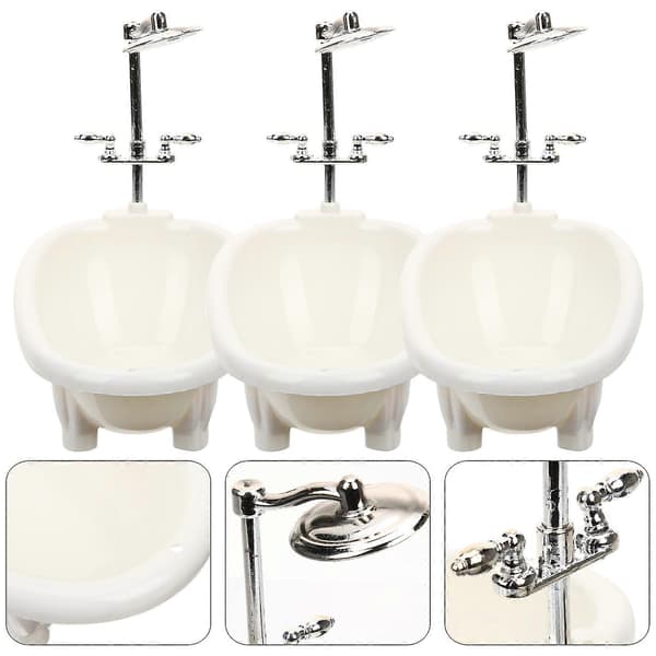 3 st Dockbadkar Mini Badkar Modell Miniatyrhus Möbler Mini Badrumstillbehör