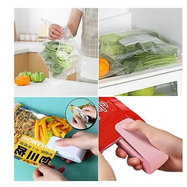 Mini Heat Bag Packaging Sealer Bärbar plastpåse Clip Sealer Maskin Mat Förvaring Seal Snack Sealer Köksprylar Rosa