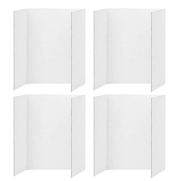 4 st Tri-Fold Affischtavlor Små Vita Presentationstavlor Korrugerad Displaytavla Företagsdisplay Trefaldig Panel