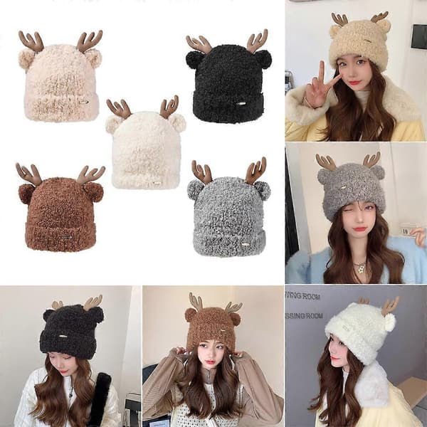 Cosplay Hat til Kvinder Mænd Jule Gevirform Hat Foldbar Ørebeskyttelse Hat White