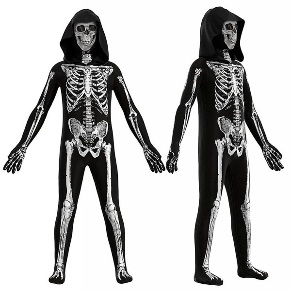 Barn Cosplay Halloween Skräck Skeleton Zombie Fancy Dress Up Party Dräkt Jumpsuit presenter 4-5Years