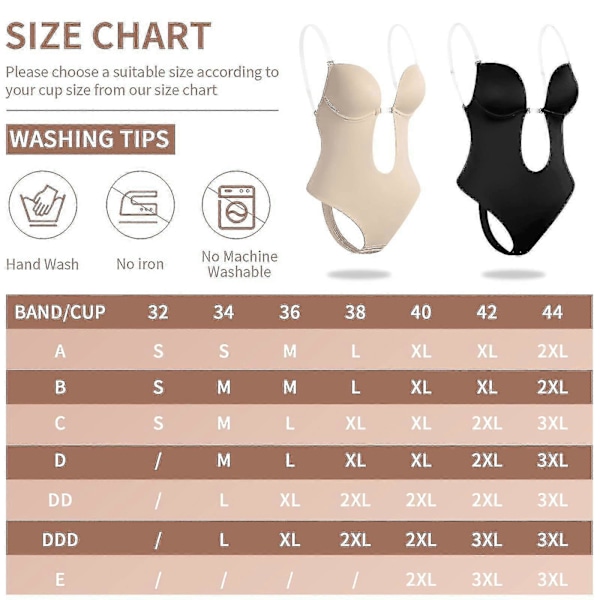 Dame Dyb V-udskæring Body Shaper Stropløs Rygløs Bodysuit Shapewear