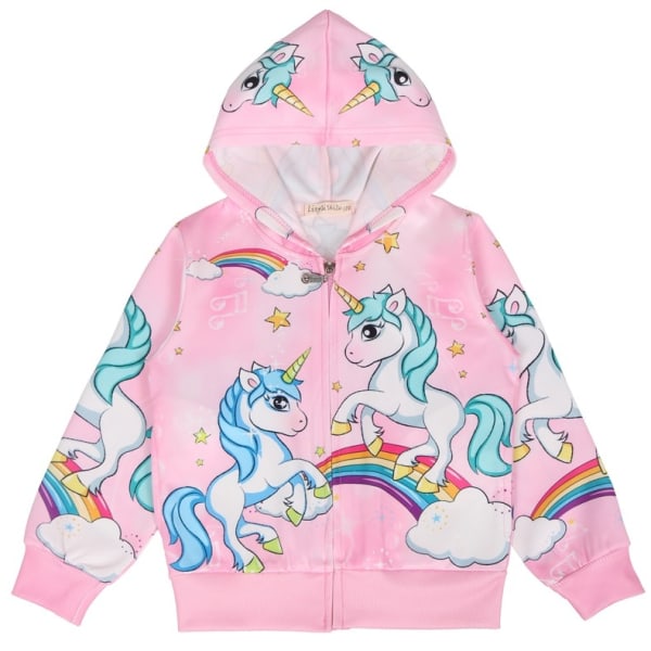Små jakker jenteklær barneklær min moana barnejakker for jenter enhjørning hest vinter glidelås cardigan jakke med hette Pink 7