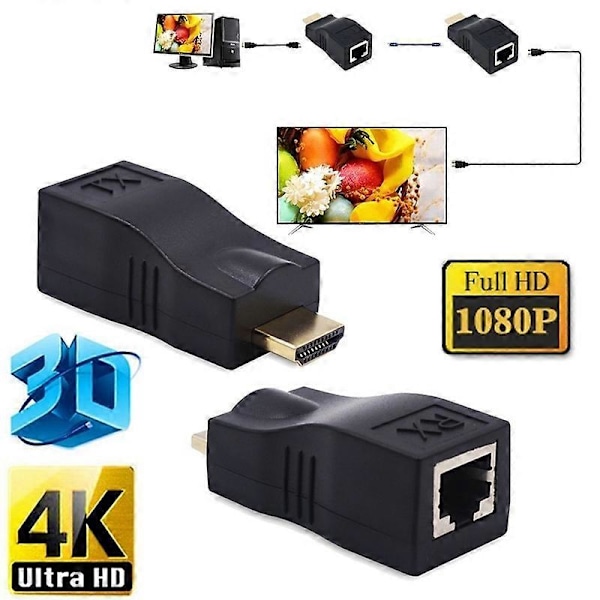 DOONJIEY 4K 3D HDMI-kompatibel Extender til RJ45 over Cat-5e/6 Netværk LAN Ethernet Adapter