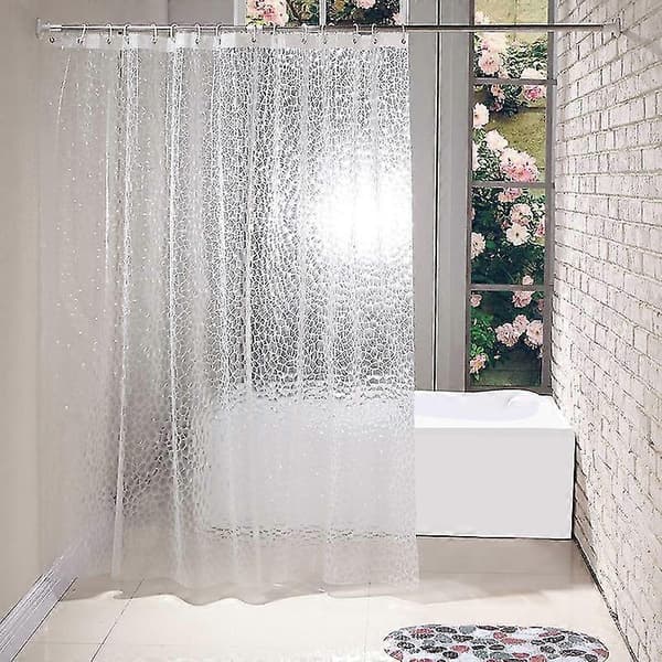 Klar Eva Duschdraperifoder Vattentätt Transparent 3D Vattenkvadrat Badrumsdraperi I 71 Tum X
