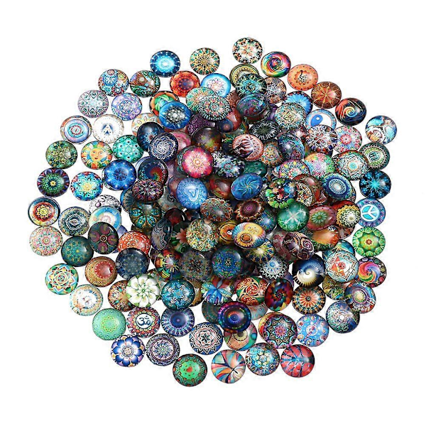 1 Sæt 50 Stk Blandede Runde Mosaikfliser til Håndværk Glas Mosaik Forsyninger til Smykkefremstilling (Farverig 10MM)