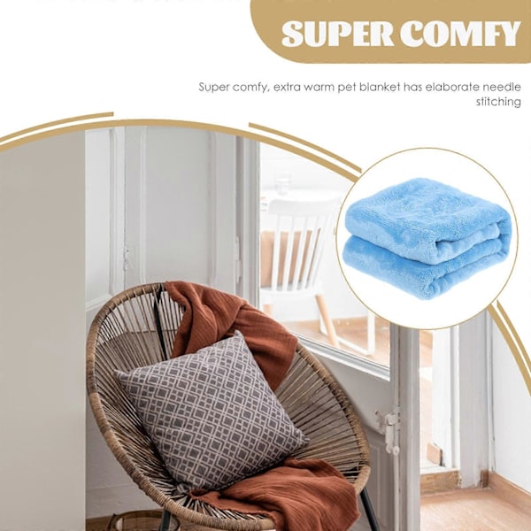 Underbar Flanell Fleece Husdjursfilt Mjuk Handduk Enfärgad Husdjursfilt (Himmelsblå)