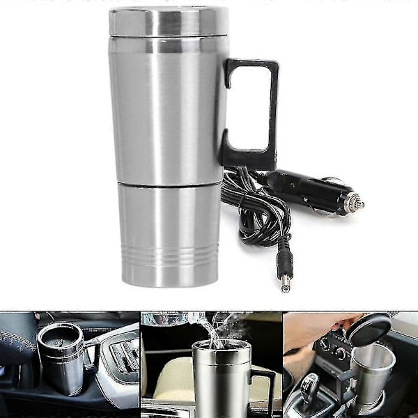 750ml Auton vedenkeitin ruostumattomasta teräksestä 12V tupakansytyttimellä, matkavedenkeitin