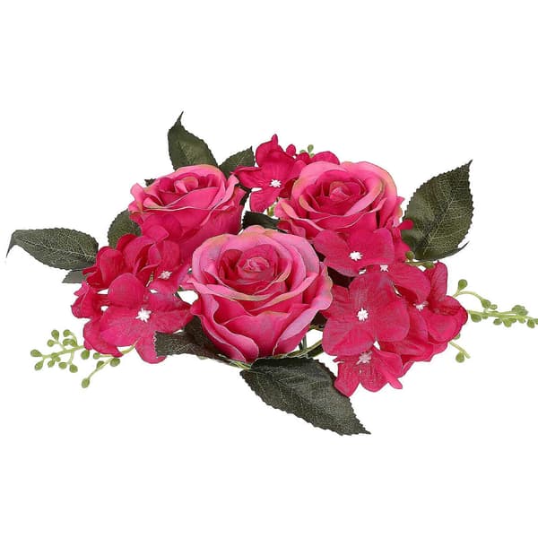 Lyskrans Lysring Kunstig Rose Lysring Blomsterdekorasjon Bordpynt