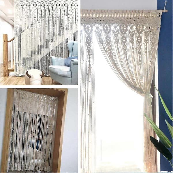 2x Macrame Vægophæng Vævet Gobelin Macrame Dørhængende Rumdeler Macrame Gardiner