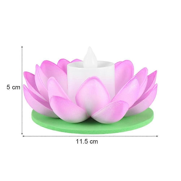4 stk. 11,5 cm LED Lys Lotuslykt Fargerik Vannlilje Ønskelys Bassengdekor for Festivalfest (Lilla+Oransje+Rosa+Rød)