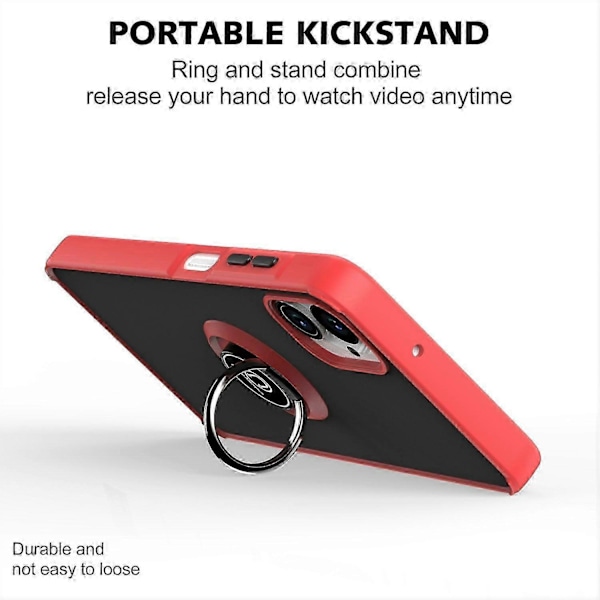 Til Samsung Galaxy A06 Cover Ring Holder Støtteben TPU+Akryl Telefon Cover - Sort Red Galaxy A06