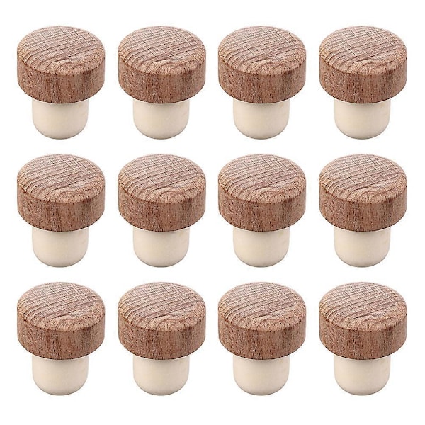12 stk. Træ Vinflaske Propper Forseglingspropper Vinflaske Propper (Beige)