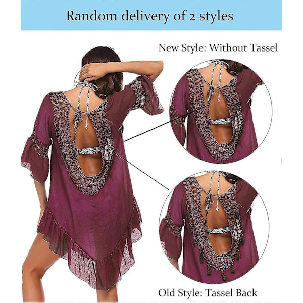 Badedragt Cover Up Dame Badedragt Kjole Plus Size Sexet Bikini Strand Tunika Top Sommer A ponceau M