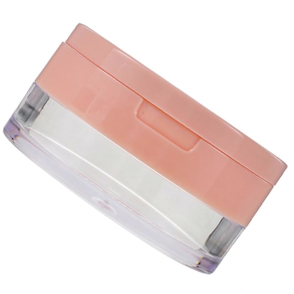 Bærbar Tom Pudderdåse Spejl Løst Puddert Container Makeup Etui med Pudderkvast (Pink)