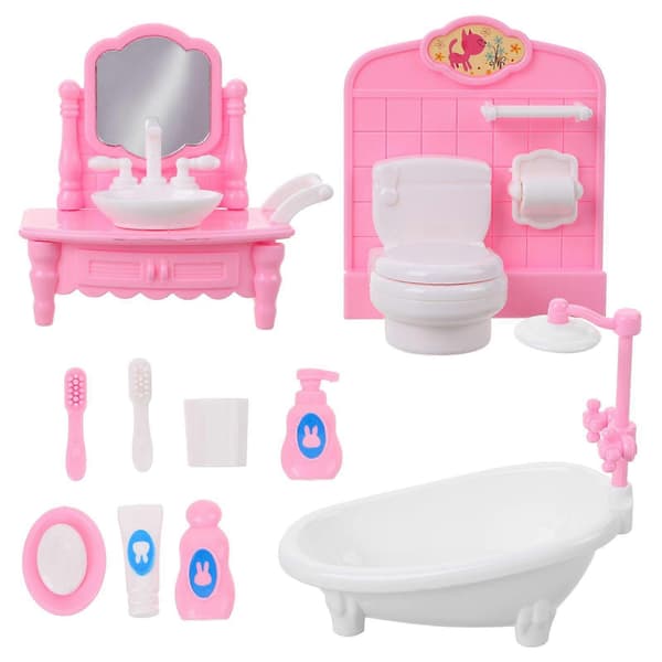 1 set Dockhus Möbler Modell Badrum Scen Layout Mini Möbler Badkar Toalett