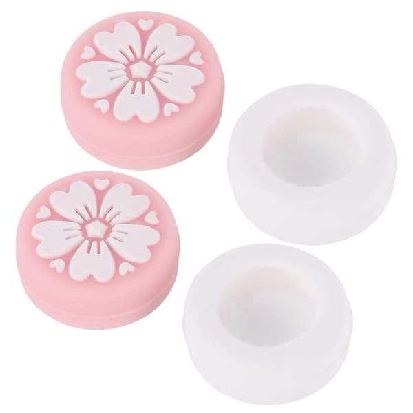 4 st Silikon Joystick Skyddande Körsbärsblom Joystick Grepp Knappskydd (Rosa)