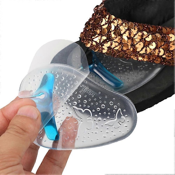 3 par fjärilsmönstrade halvsulor, bekväma gel-inlägg, främre innersula, ventilerande skodyna för flip-flops och högklackat (Röd Transparent Blå)