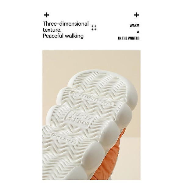 Snøstøvler for kvinner, for høst- og vinterpar, tykksålede, sklisikre, varme, vanntette bomull white-orange 40-41