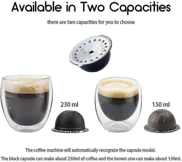 5 st Återanvändbara Vertuo Kapslar Påfyllningsbara Kaffekapslar (brun 150ml, 5)