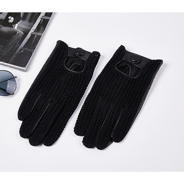 Evago pekskärmshandskar i äkta läder för män Halkfria motorcykel handskar i getskinn BLACK L