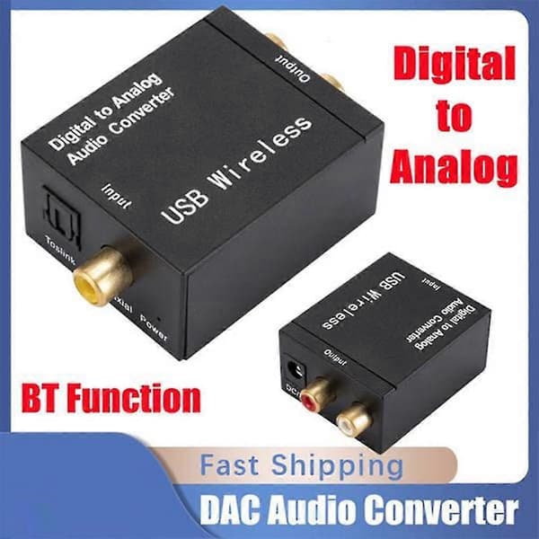 Digital till Analog Ljudomvandlare Stöd Bluetooth Optisk Fiber Koaxial Till Rca R/l Ljuddekoder