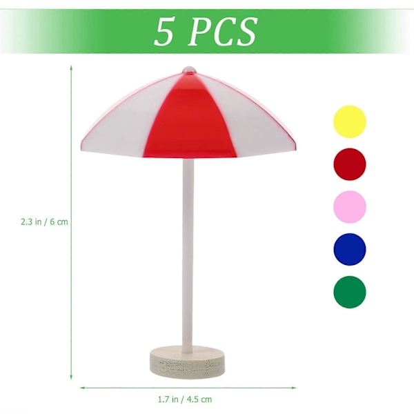 5 stk. Mikrolandskap Paraply Mini Paraply DIY Hawaiian Party Miniatyrer