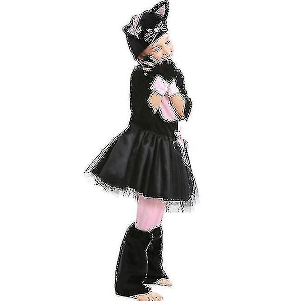 Nopea toimitus Tyttöjen asu Pinkki Musta Kissa Mekko Puku Halloween Karnevaali Juhlat Mardi Gras Cosplay Korkealaatuinen 105-120CM