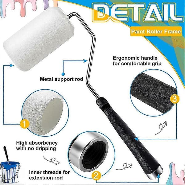 2-pack 4 tum Självlåsande Rollerram och 6 Rolleröverdrag Set Rollerram Roller Målarpensel Hushåll