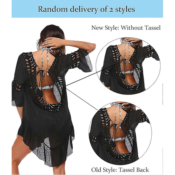Badedragt Cover Up Dame Badedragt Kjole Plus Size Sexet Bikini Strand Tunika Top Sommer A b black L
