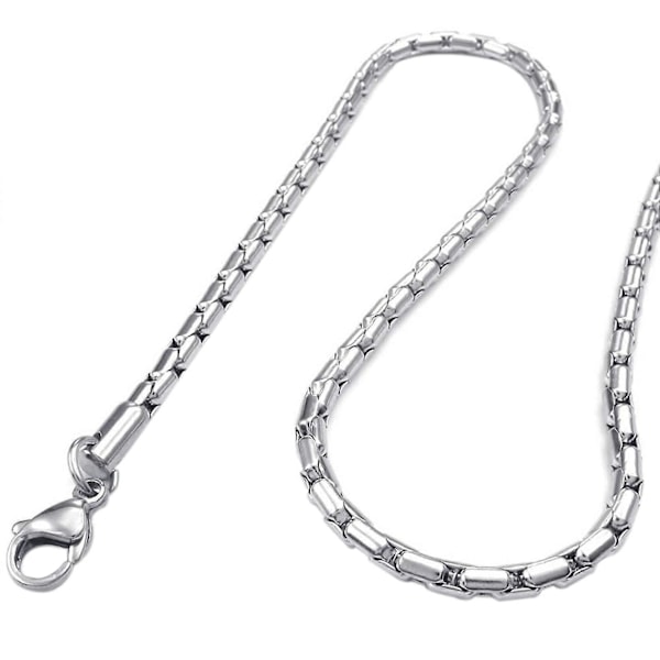 2x Smykker Herre Halskæde, Rustfrit Stål Klassisk Led Halskæde, Sølvfarve (3 mm Bredde, 55 cm L