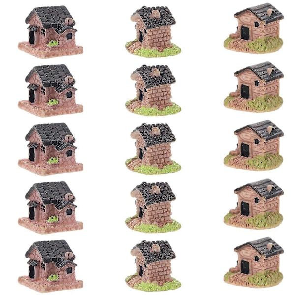 15 st Harts Husmodell Mikro Landskapsdekor Mini Husformade Prydnader