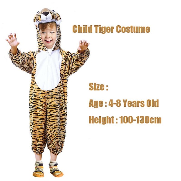 2023 Kids Tiger Fancy Dress Up Animal Halloween Cosplay Barnvargdräkt Tiger