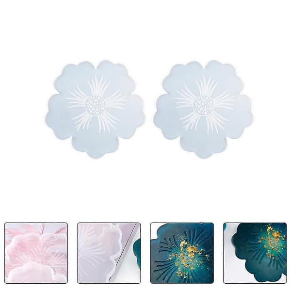 2 stk. Krystal Epoxy Form Blomsterformet Coaster Støbning Silikone Håndværksform