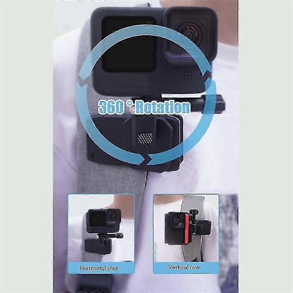360 astetta kääntyvä reppukiinnike Go Pro Hero 10 9 8 7 6 5 4 Insta 360 -actionkameroille