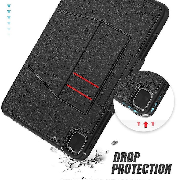 Tablet Cover til Ipad Pro 11 tommer Multifunktionelt Flip Top Tablet Cover med Pen Holder (2020) Sort