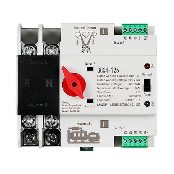 Enkeltfaset Din Skinne Ats Pc Dobbelt Automatisk Overførsel S 2p 63a Hold Overførsel S 5
