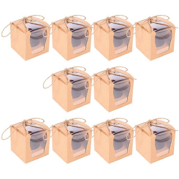 10 stk. Cupcake Æske Bageri Æske Med Vindue Individuel Papir Cupcake Beholder