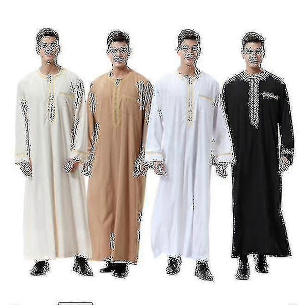 Herr Mu Saudi Robe Kaftan Dubai Tunika Lång Topp Blus Thobe Kläder camel XL