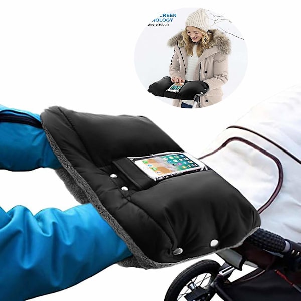 Handvärmare, Vagnshandskar Fleece Insida Handmuff Med Mobilficka, Vattentät Och Vindtät