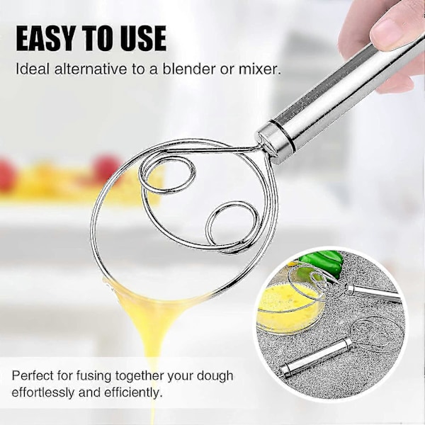 Dansk Degvisp, Premium Rostfritt Stål Holländsk Visp, Handmixer Artisan Blender För Bröd PizzaAA