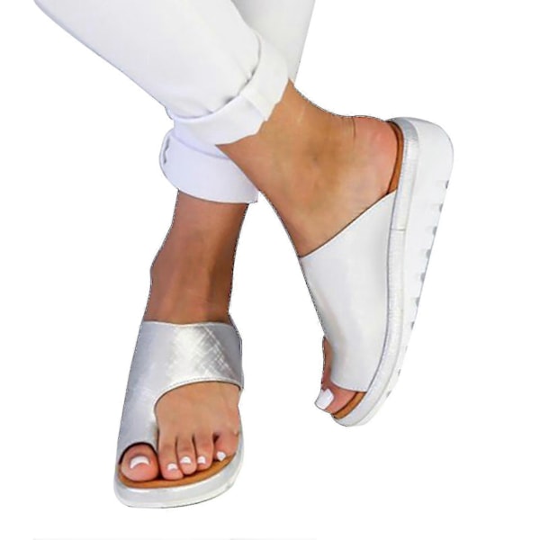 Tåring Sandaler Flip Flop Slitstarka Skor Med Tjock Sula För Ledig Fritid Silver 37