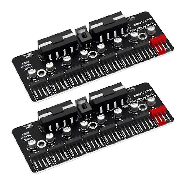 2 stk. PWM-blæserhub Desktop Computer CPU-blæserudvider Understøtter 3-pin 4-pin PWM-blæser Understøtter 12V