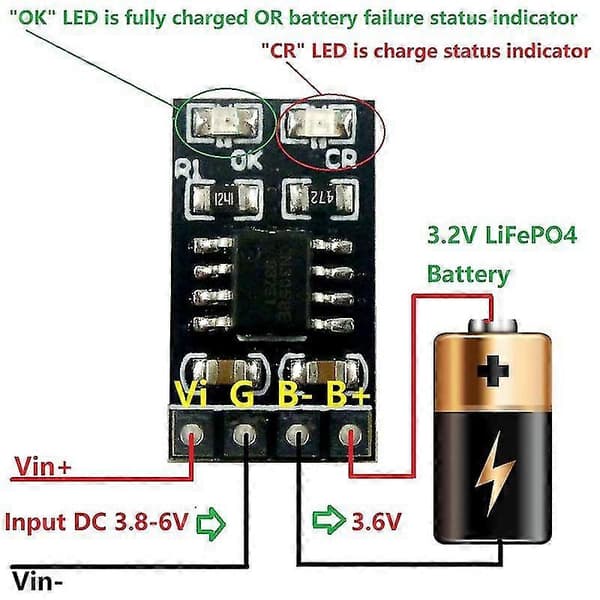 3 stk. 1a 3.2v 3.6v Lifepo4 Batteriladermodul Ladebrett