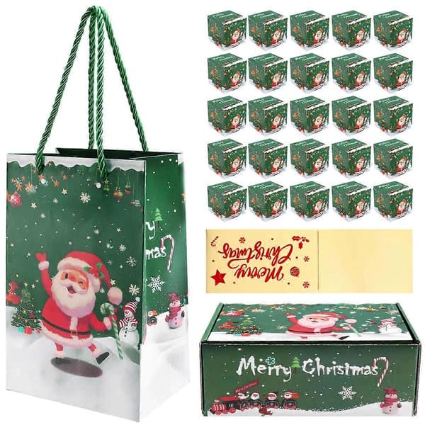 Jul Spargris Set Presentförpackning för Kontantpresent Drag (Grön 25st)