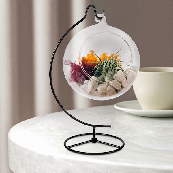 Ornament Display Stativ Hållare Järn Hängande Krok Hållare Rack för Hängande Glasglob Luftväxt