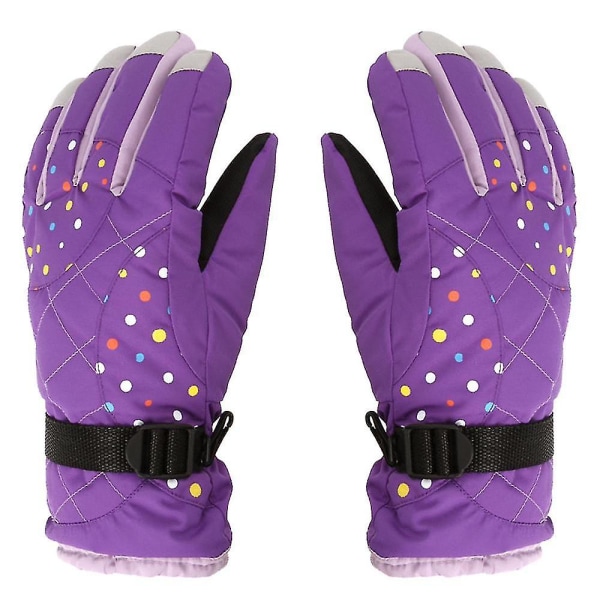 Nya Skidhandskar Dam Plus Fleece Tjocka Varma Vinterhandskar Utomhussport Purple