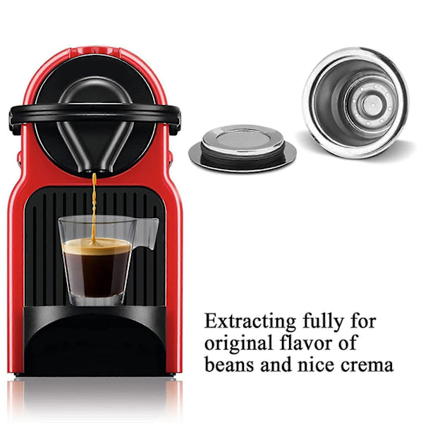 4x Espresso Påfyllbare Kapsler Gjenbrukbare Pod Espresso Kaffekapsel Rustfrie Stålkapsler Kompatible