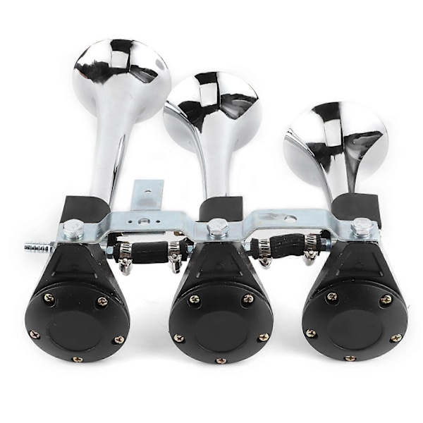 12V Metall Lufttutor 120dB Superhög 8 Ljud Siren 3 Rör Trumpet med Knapp Universal för Bil Lastbil