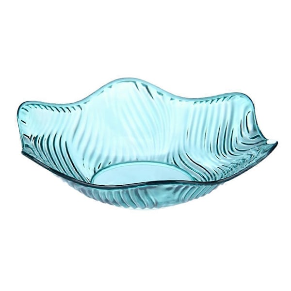 Plastik Frugtplade Blomsterdesign Snack Nødde Skål Bølge Slikholder Salat Skål til Hjemmet (Cyan)